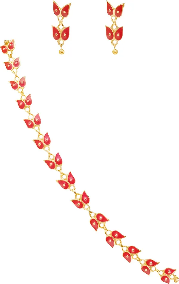 Assamese_Traditional_Red_Colour_Pati_Design_Golpata_Necklace_Set_For_Women